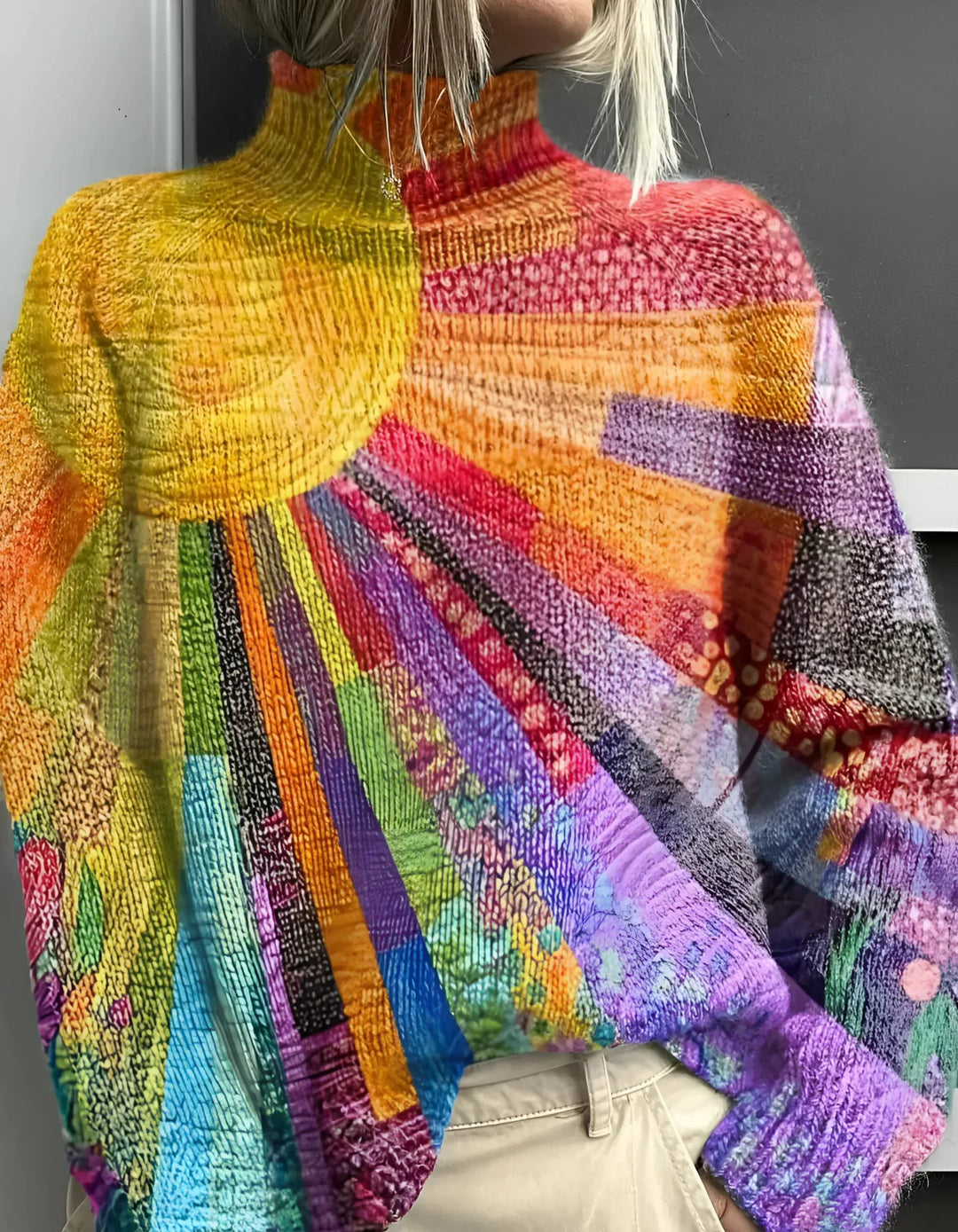Fana | Vibrant & Colorful Roll Neck Jumper