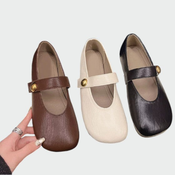 Nora beau | Round-Toe Button Mary Jane Shoes