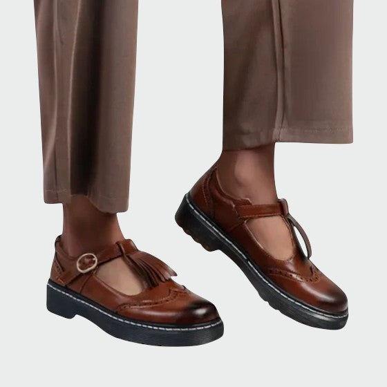 Nora Beau | Elegante T-Bar Leather Shoes