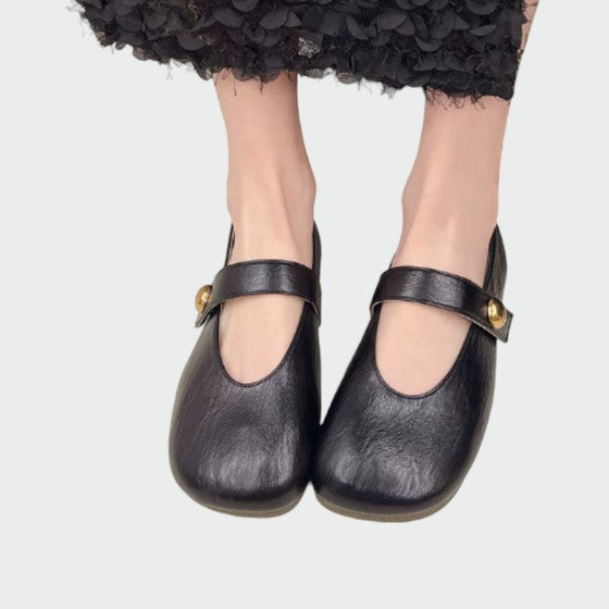 Nora beau | Round-Toe Button Mary Jane Shoes